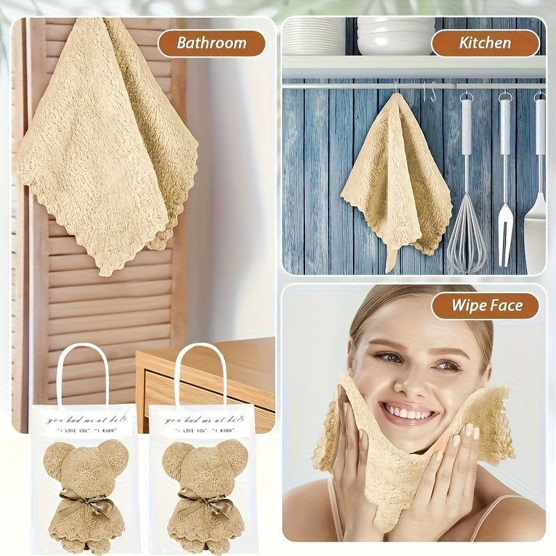Serviette pliée en ourson, coffret de 2, 5 coloris