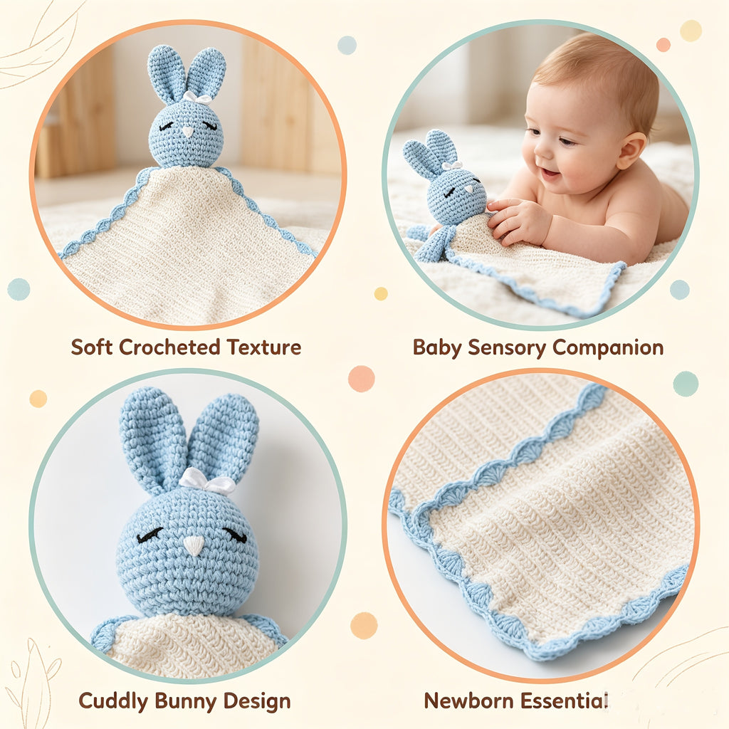 Doudou plat lapin au crochet avec nœud, 3 modèles