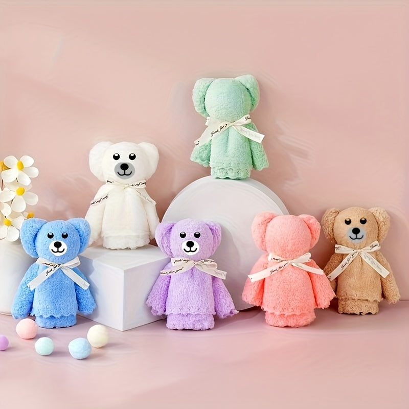 Serviette pliée en ourson, coffret de 2, 5 coloris