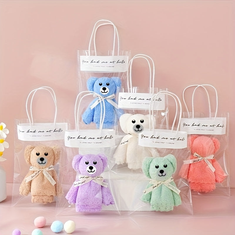 Serviette pliée en ourson, coffret de 2, 5 coloris