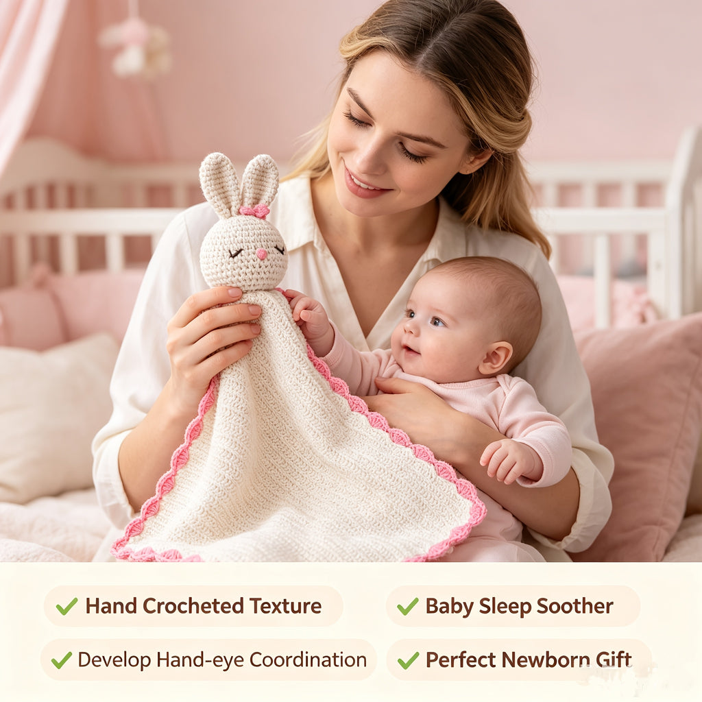 Doudou plat lapin au crochet avec nœud, 3 modèles