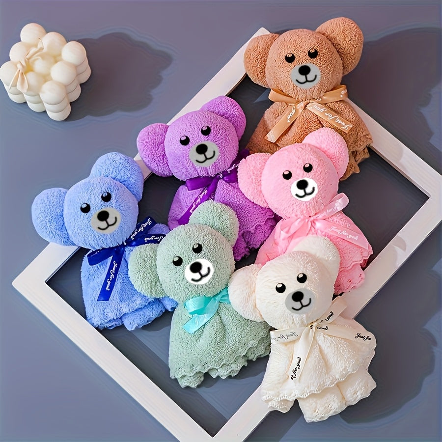 Serviette pliée en ourson, coffret de 2, 5 coloris