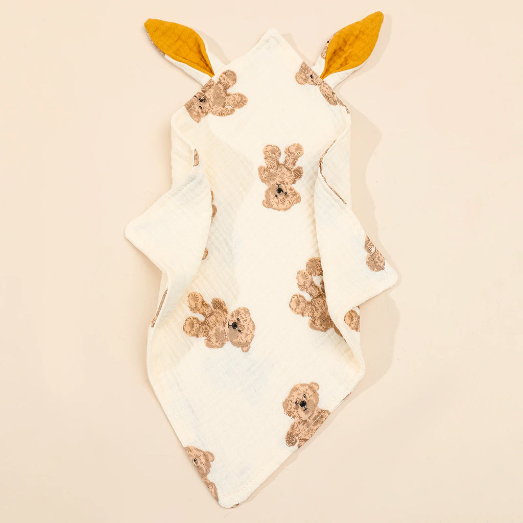 Doudou plat oreilles de lapin, gaze de coton, 9 motifs