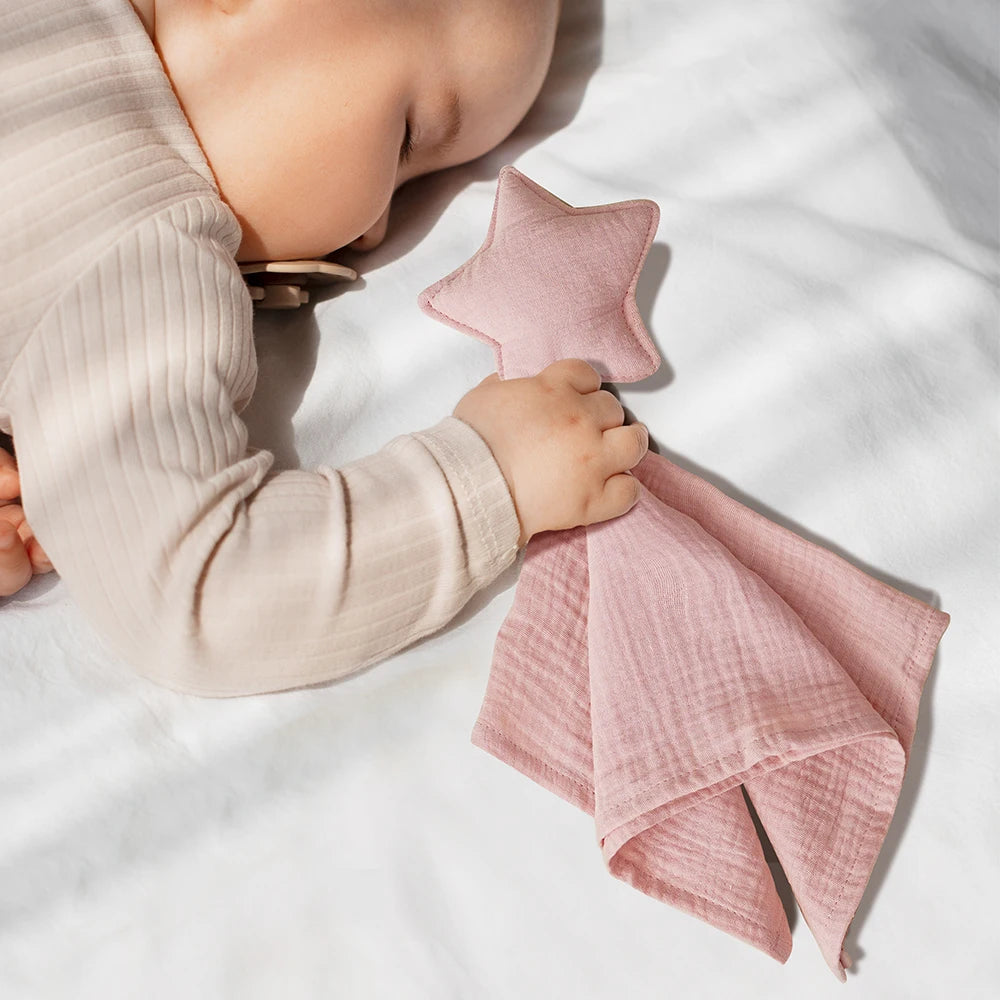 Doudou plat étoile ou lune, gaze de coton, 12 modèles