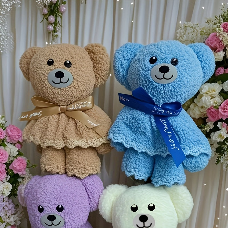 Serviette pliée en ourson, coffret de 2, 5 coloris